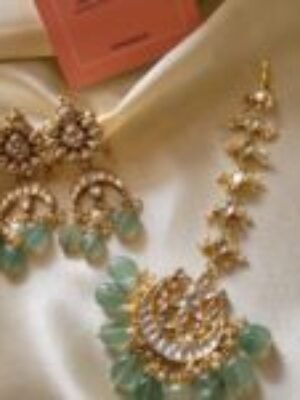 Maangtikka and Half Chand Earrings