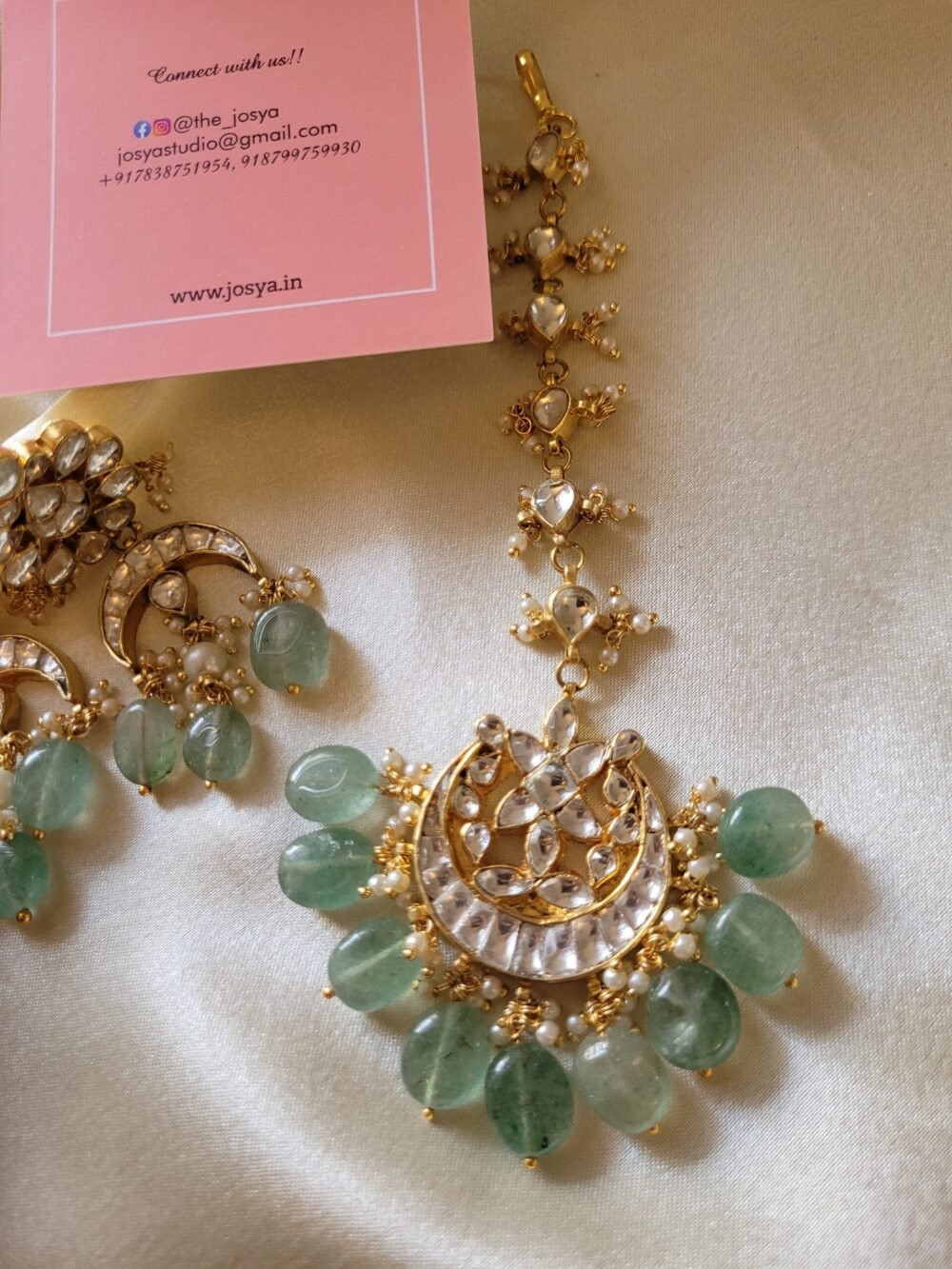 Maangtikka and Half Chand Earrings - Image 3