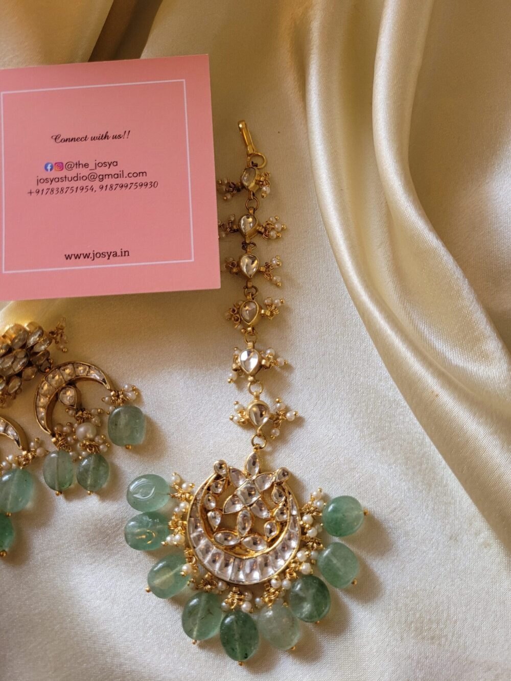 Maangtikka and Half Chand Earrings - Image 2
