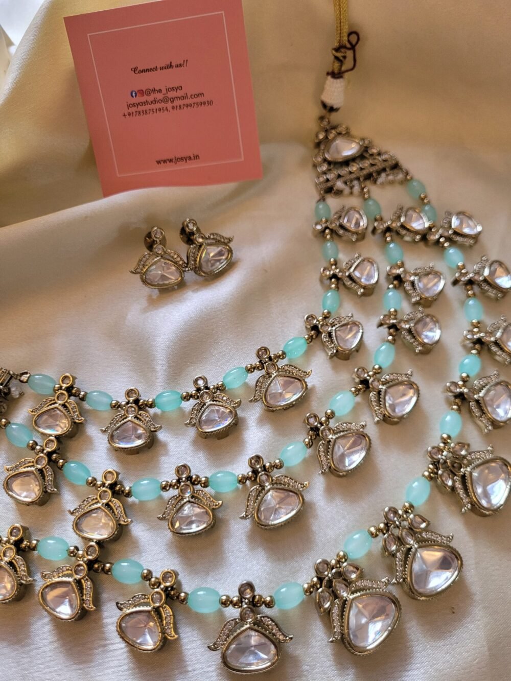 Ojasvi Polki Light Green Necklace Set - Image 8