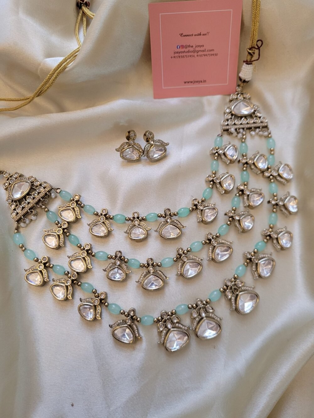 Ojasvi Polki Light Green Necklace Set - Image 2