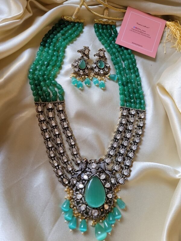 Rihanna Long Polki Necklace set