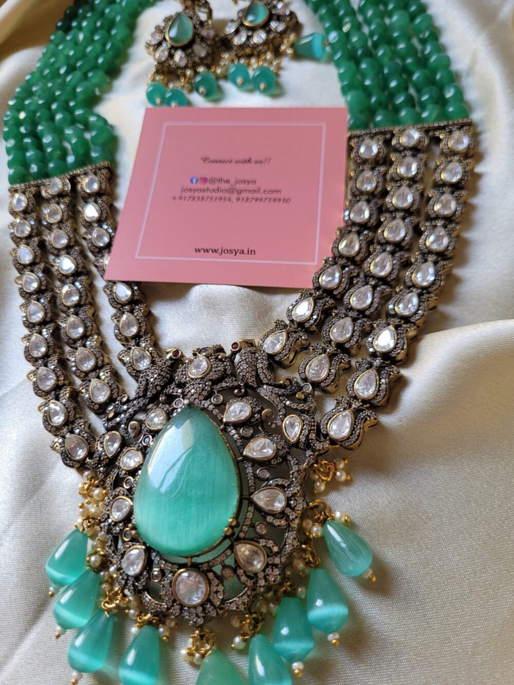 Rihanna Long Polki Necklace set - Image 4