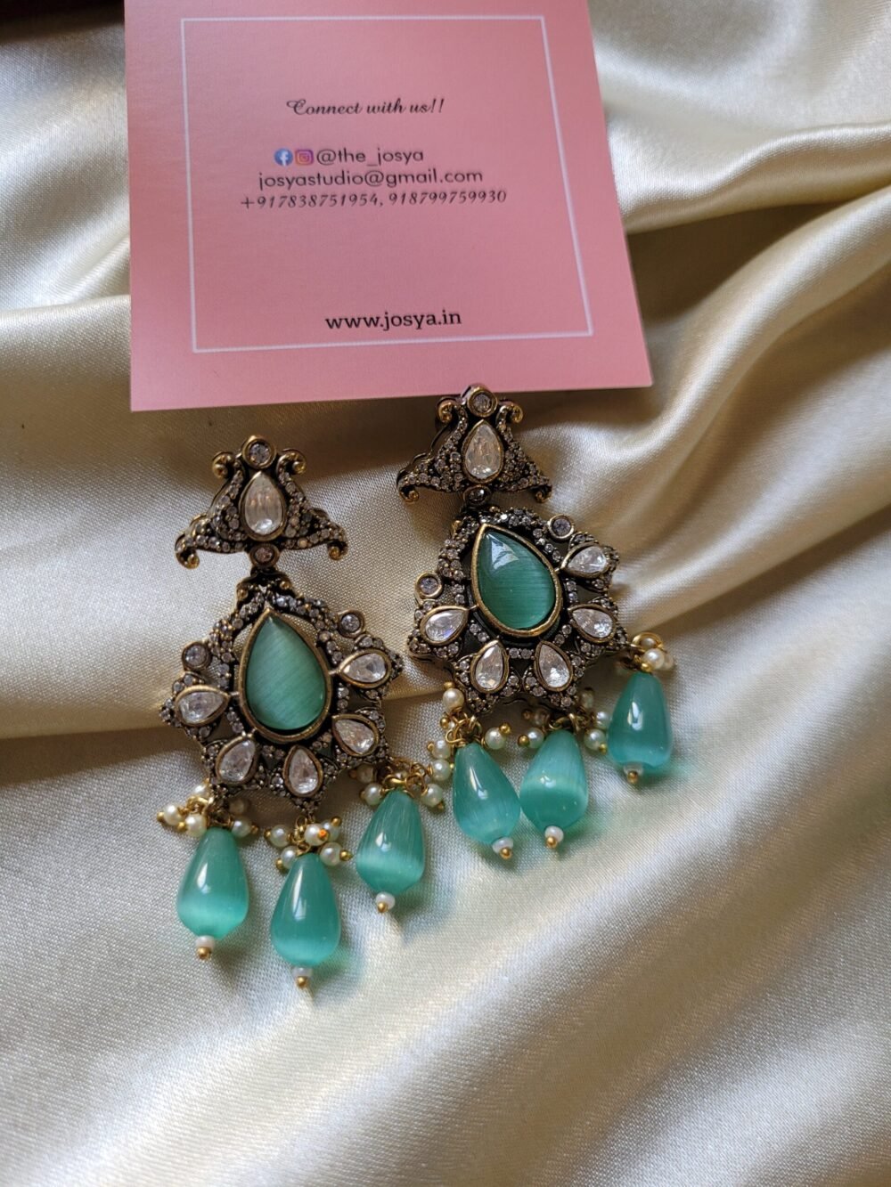 Rihanna Long Polki Necklace set - Image 3