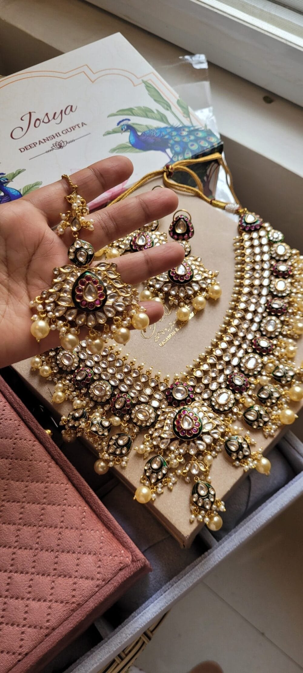 Vaidehi Polki Bridal Necklace Set (MADE ON ORDER) - Image 11