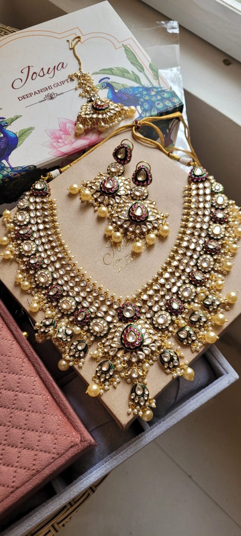 Vaidehi Polki Bridal Necklace Set (MADE ON ORDER) - Image 10