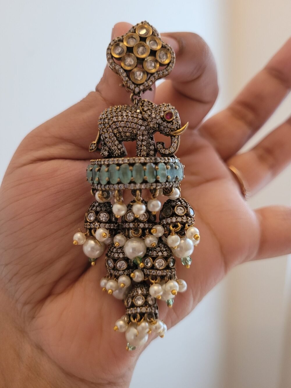 Elifet Polki and CZ Earrings - Image 3
