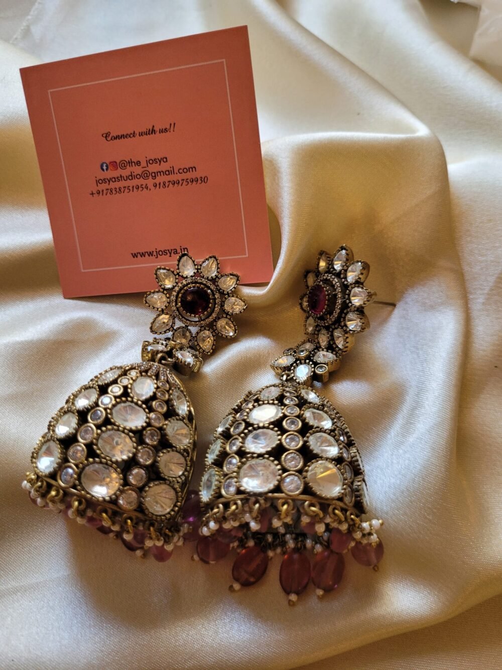 Sienna Moissanite Polki Earrings - Image 7