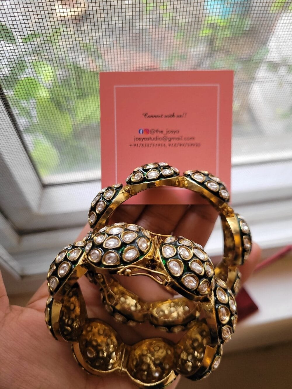 Amber Polki Kundan Bangles - Image 6