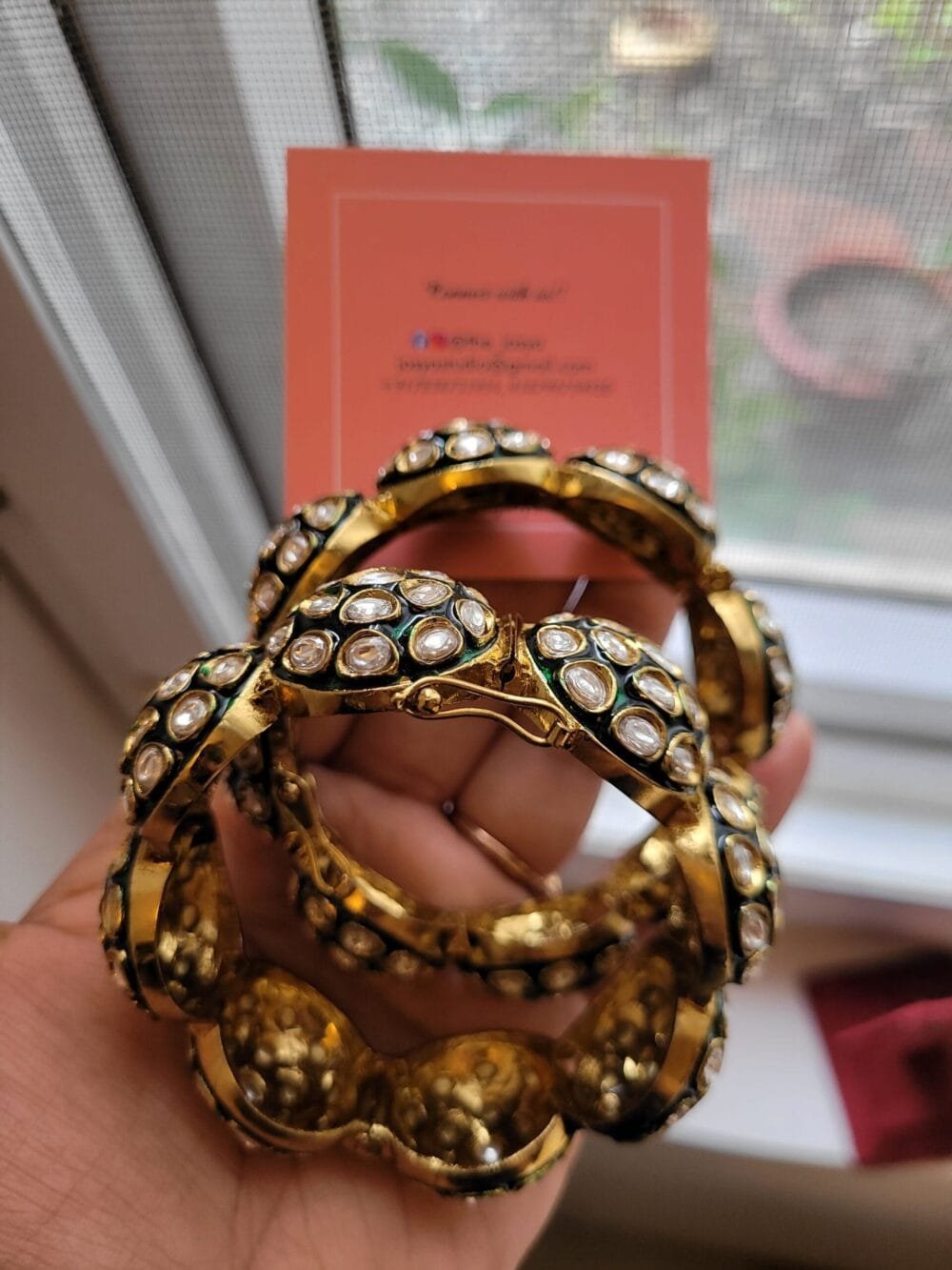 Amber Polki Kundan Bangles - Image 5
