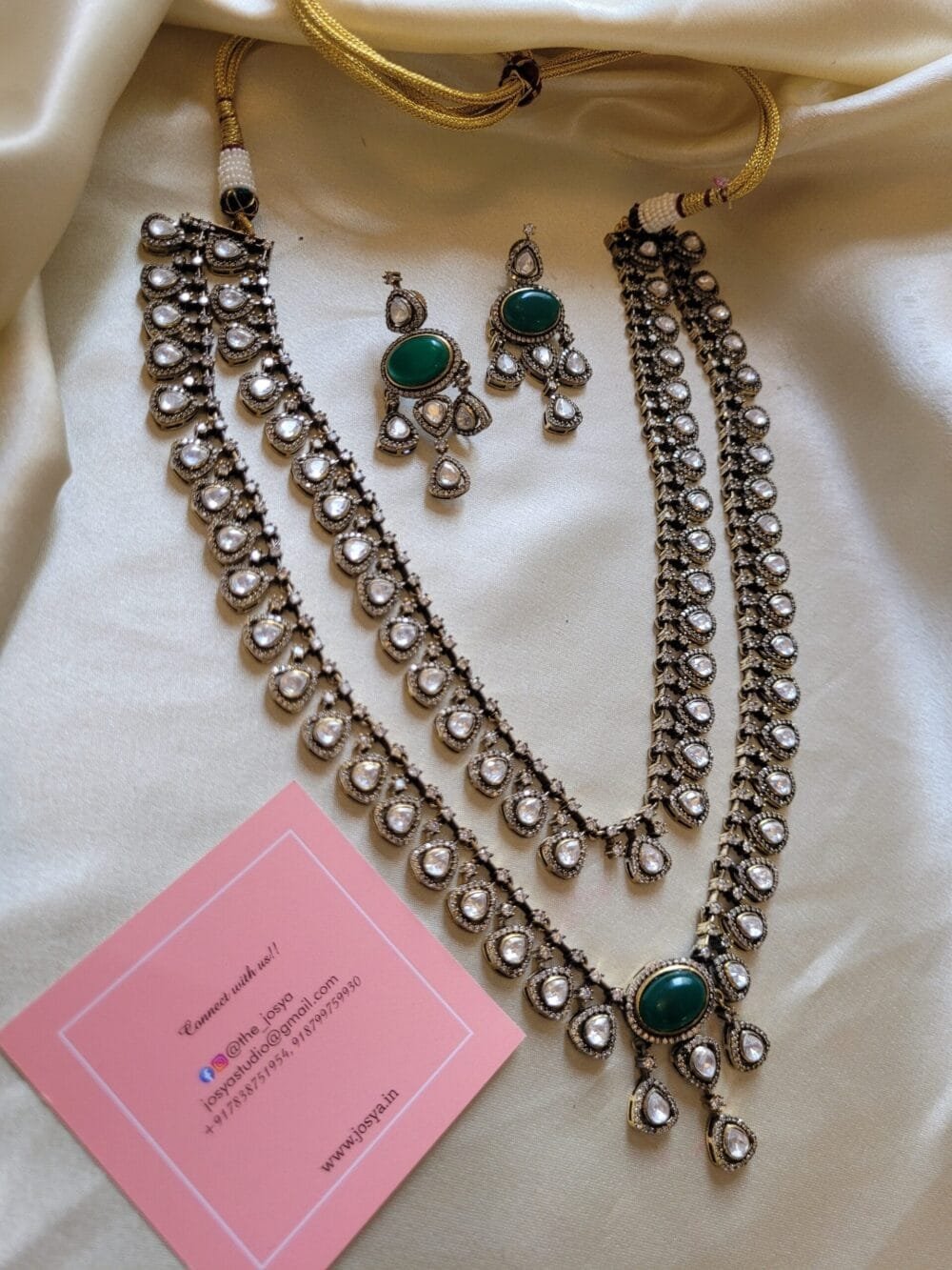 Vachi Polki layered Necklace Set - Image 10