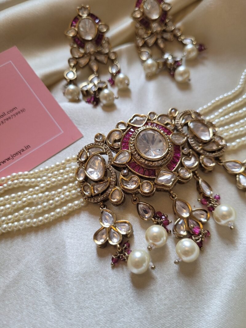 Maanika Polki Choker Set (Ruby) - Image 6