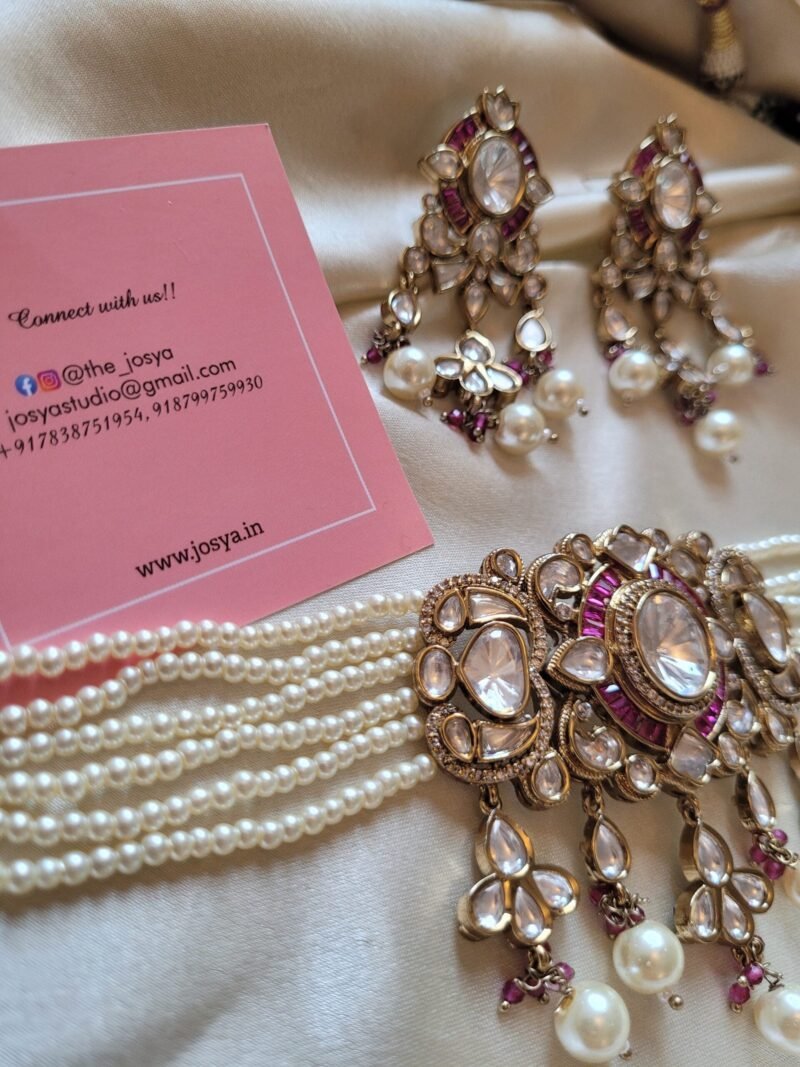 Maanika Polki Choker Set (Ruby) - Image 4
