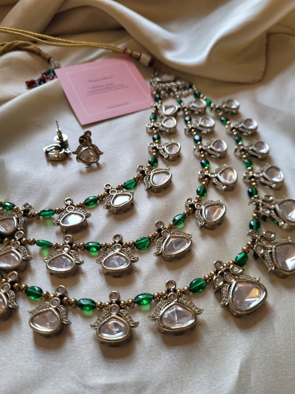 Ojasvi Polki Emerald Necklace Set - Image 2