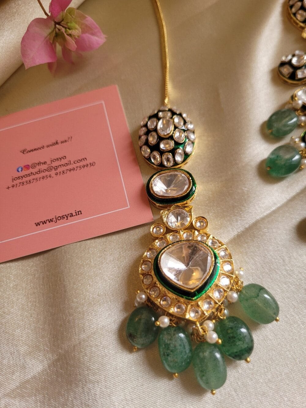 Vrinda Polki Bridal Necklace Set - Image 3