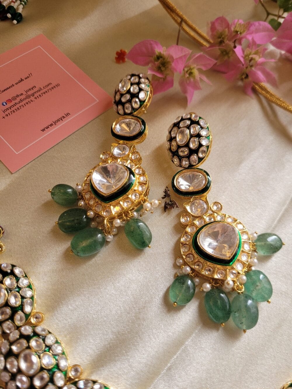 Vrinda Polki Bridal Necklace Set - Image 4