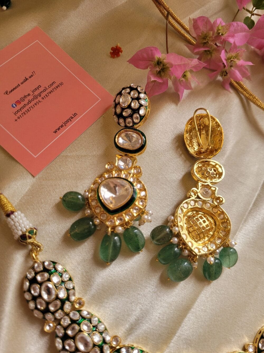 Vrinda Polki Bridal Necklace Set - Image 6