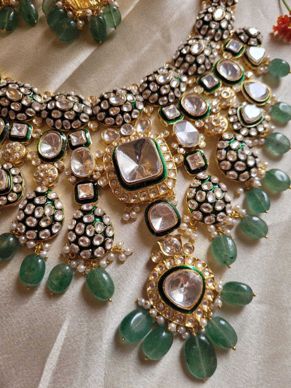 Vrinda Polki Bridal Necklace Set - Image 2