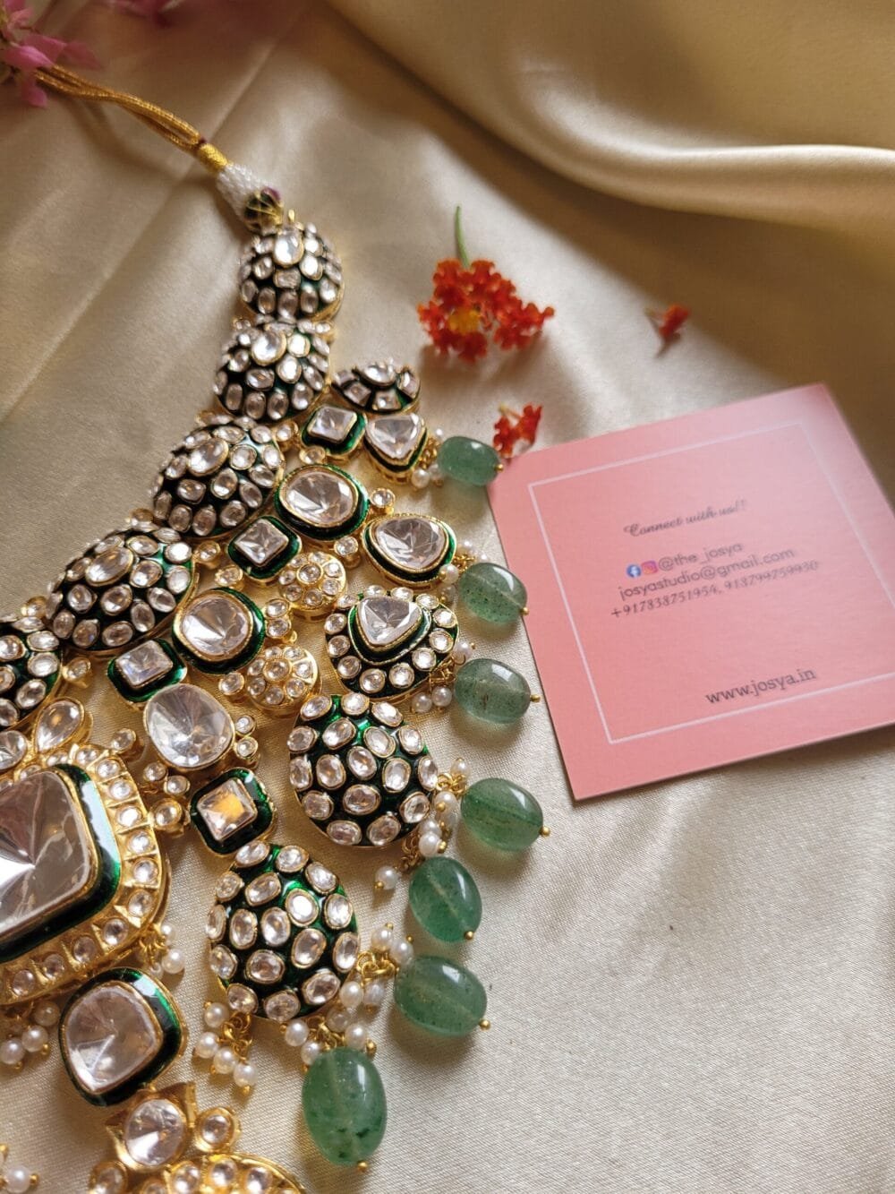 Vrinda Polki Bridal Necklace Set - Image 7