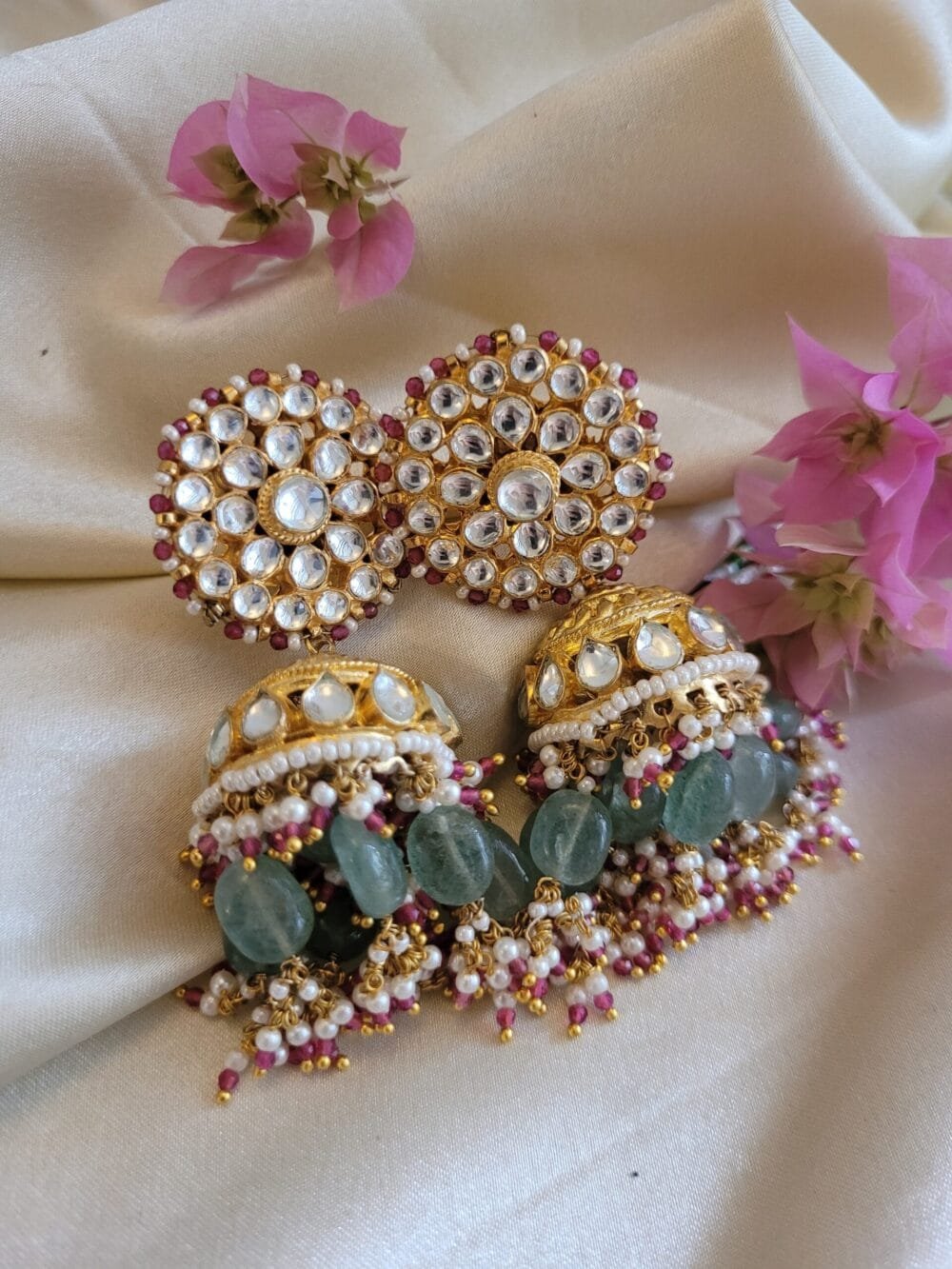 Rania Combo Bridal Kundan Necklace Set - Image 3