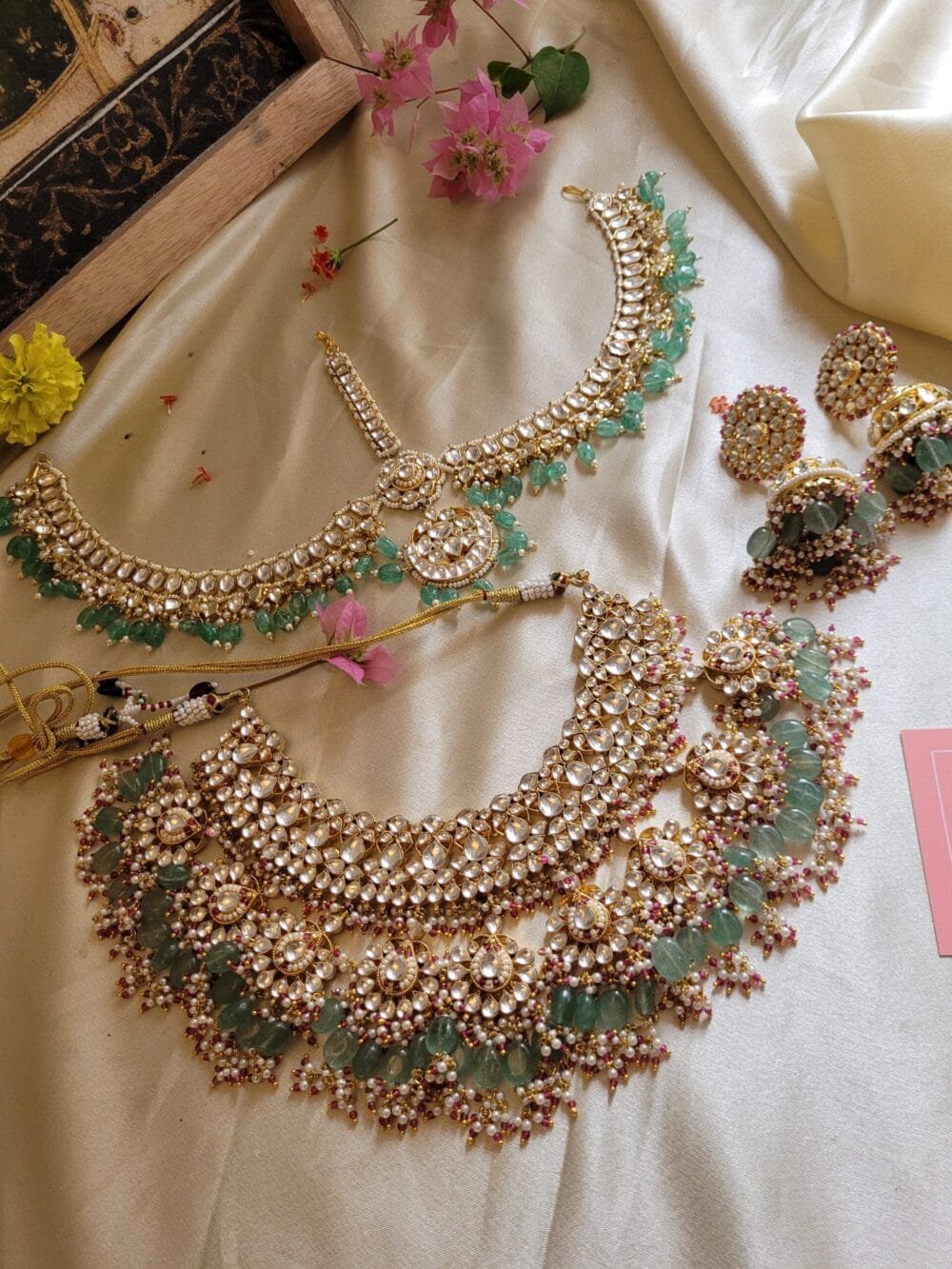 Rania Combo Bridal Kundan Necklace Set - Image 9