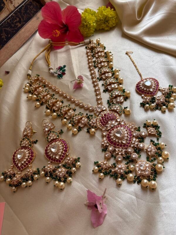 Srida Polki Bridal Necklace Set - Image 7