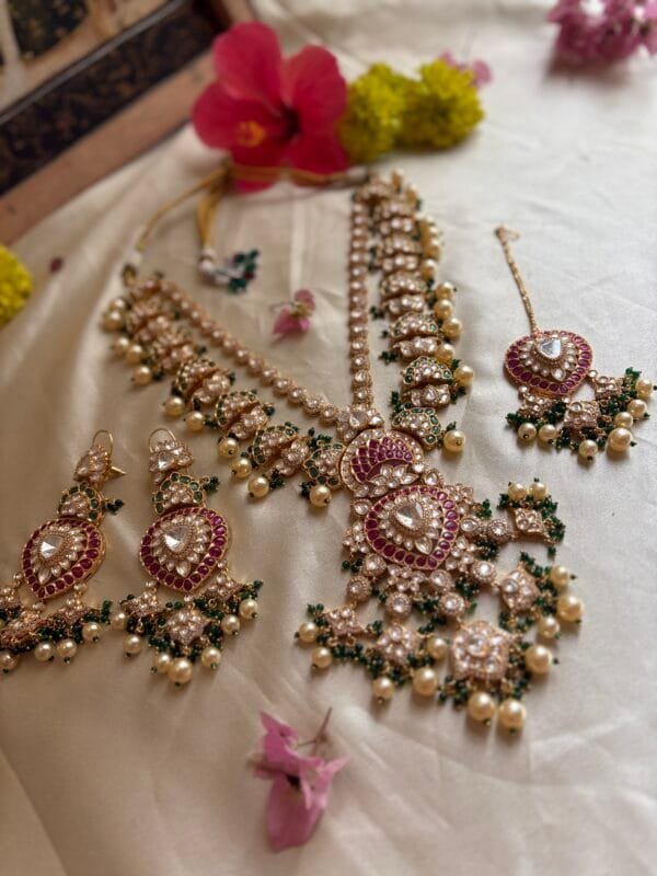 Srida Polki Bridal Necklace Set - Image 8