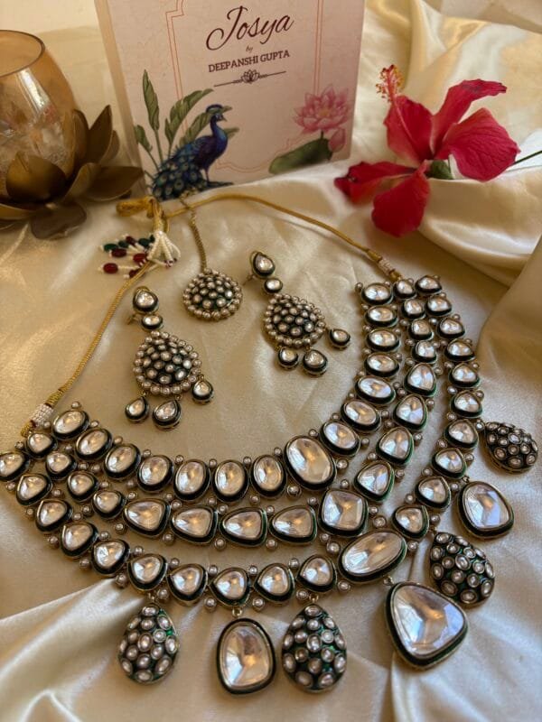 Abhati Polki Bridal Necklace Set - Image 8