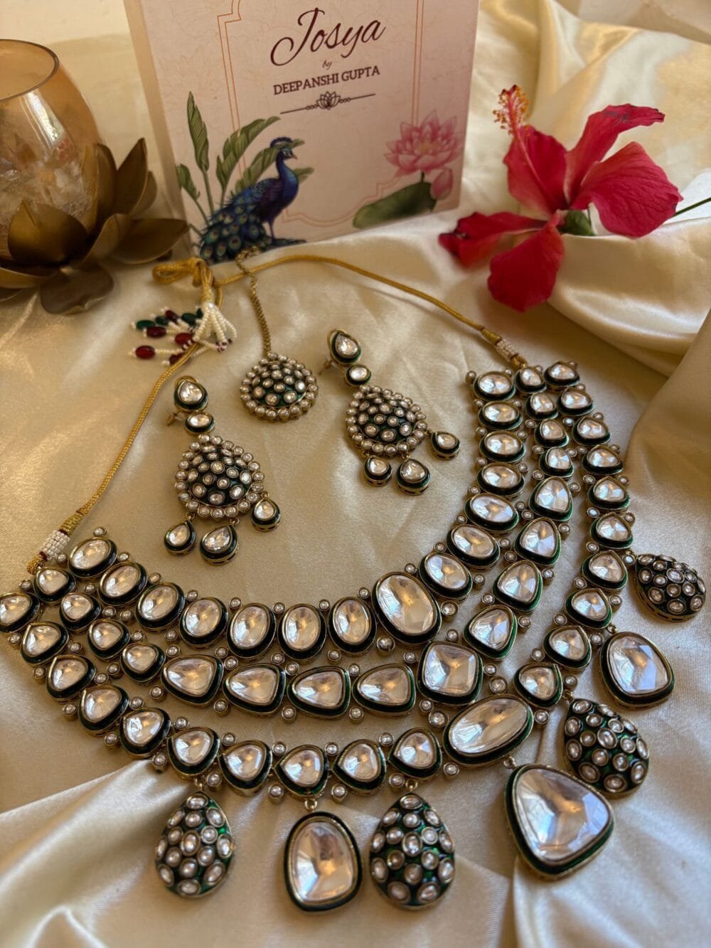 Abhati Polki Bridal Necklace Set - Image 11