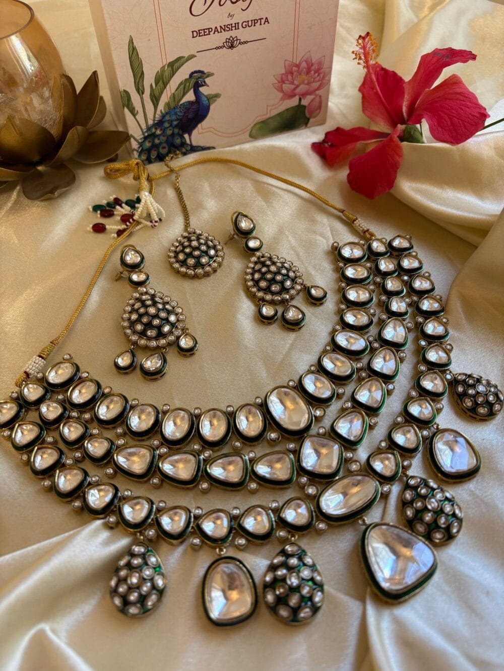 Abhati Polki Bridal Necklace Set - Image 4