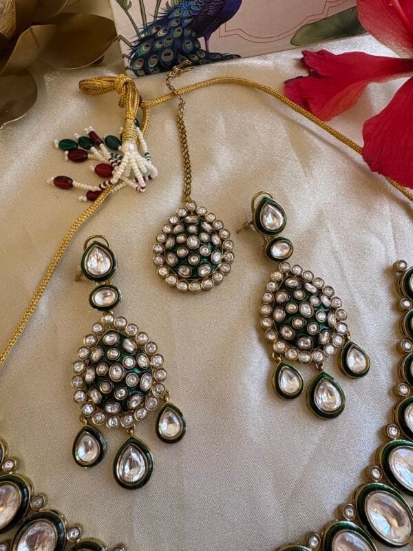 Abhati Polki Bridal Necklace Set - Image 4