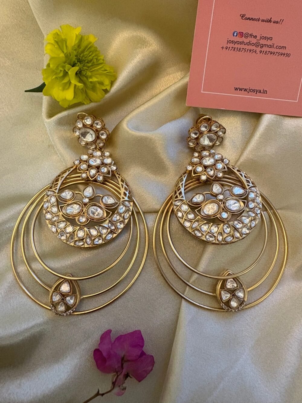 Ayanshi Polki Oversized Chandbali Earrings