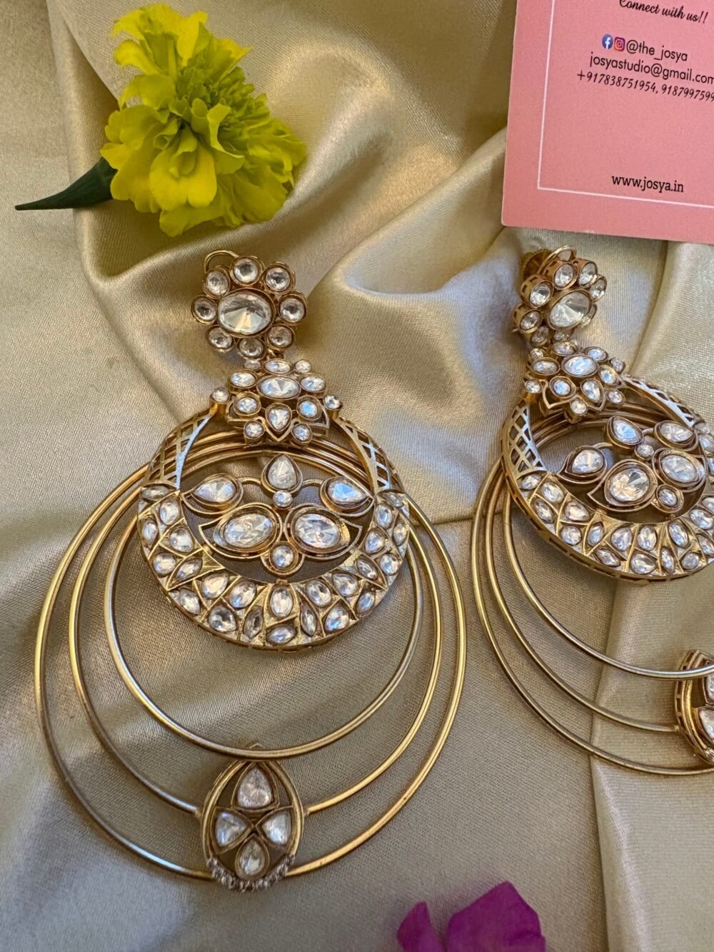 Ayanshi Polki Oversized Chandbali Earrings - Image 2