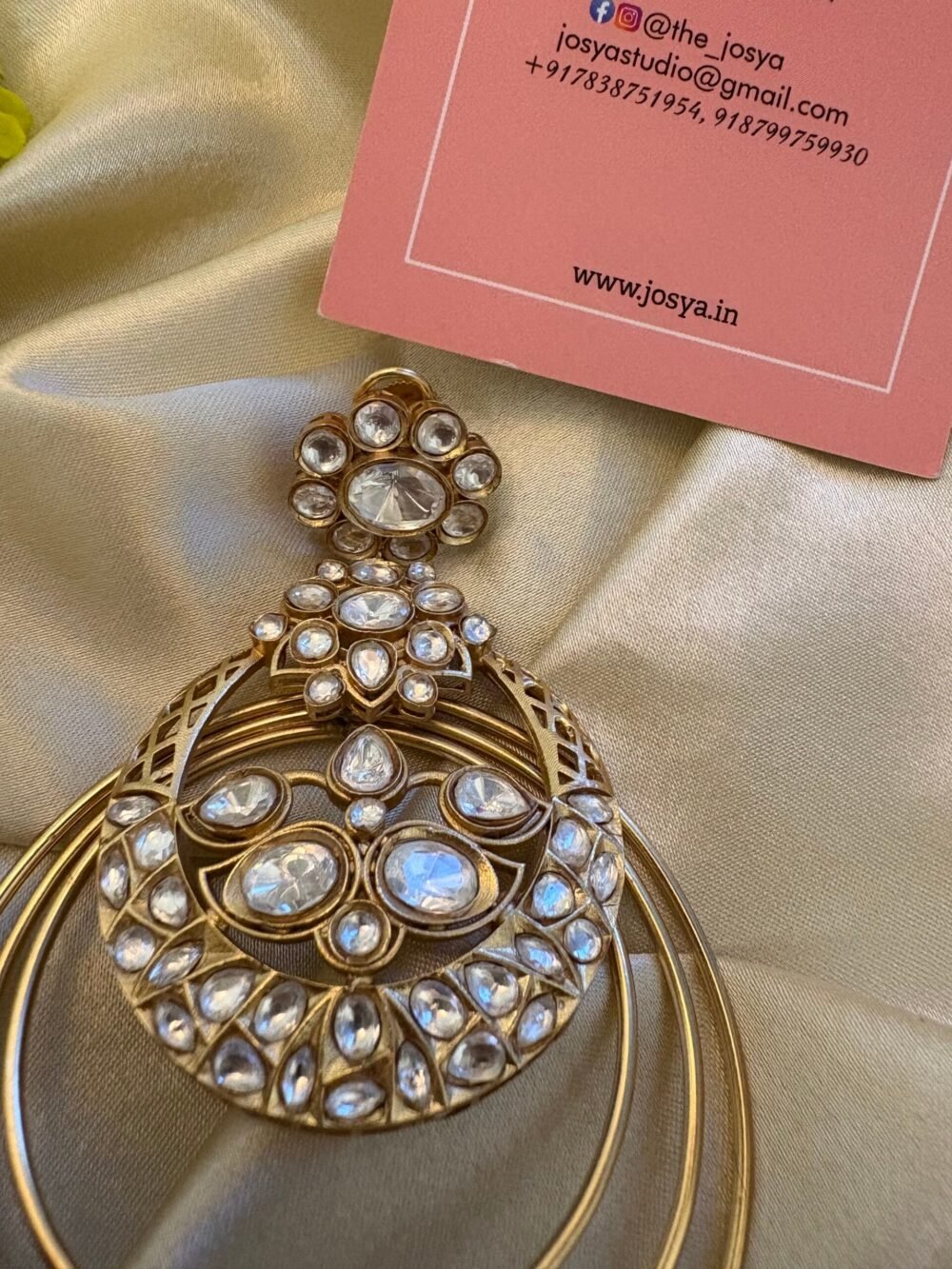 Ayanshi Polki Oversized Chandbali Earrings - Image 3