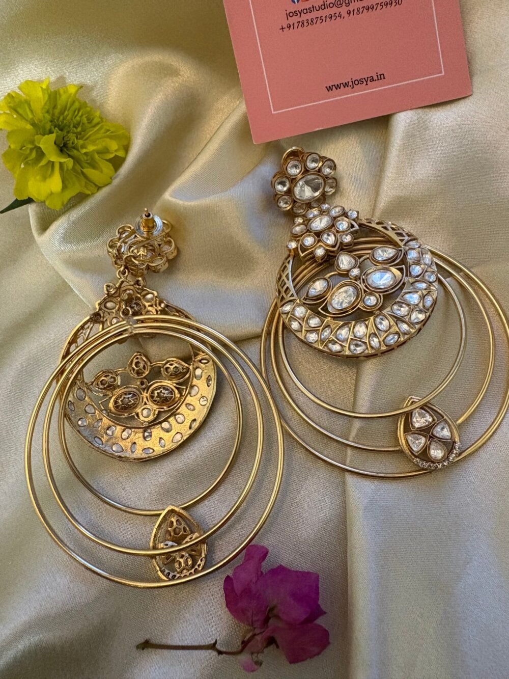Ayanshi Polki Oversized Chandbali Earrings - Image 4