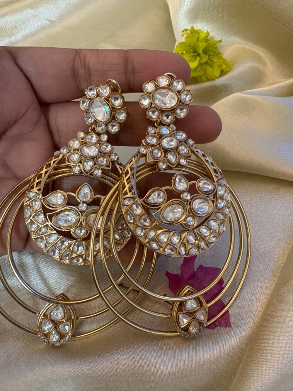 Ayanshi Polki Oversized Chandbali Earrings - Image 6