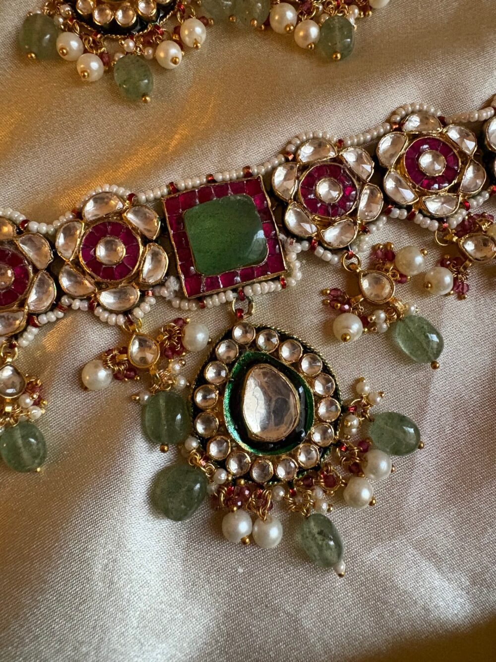 Ashritha Kundan Choker Necklace Set - Image 2