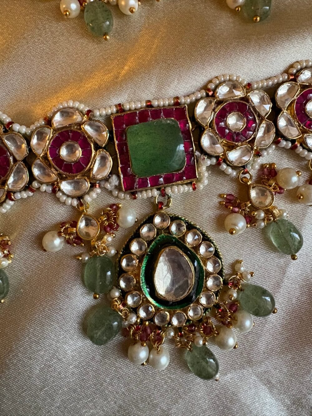 Ashritha Kundan Choker Necklace Set - Image 7
