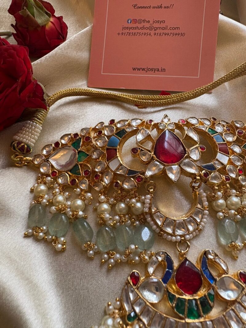 Aathmika Kundan Navratan Minimal Bridal Set - Image 4