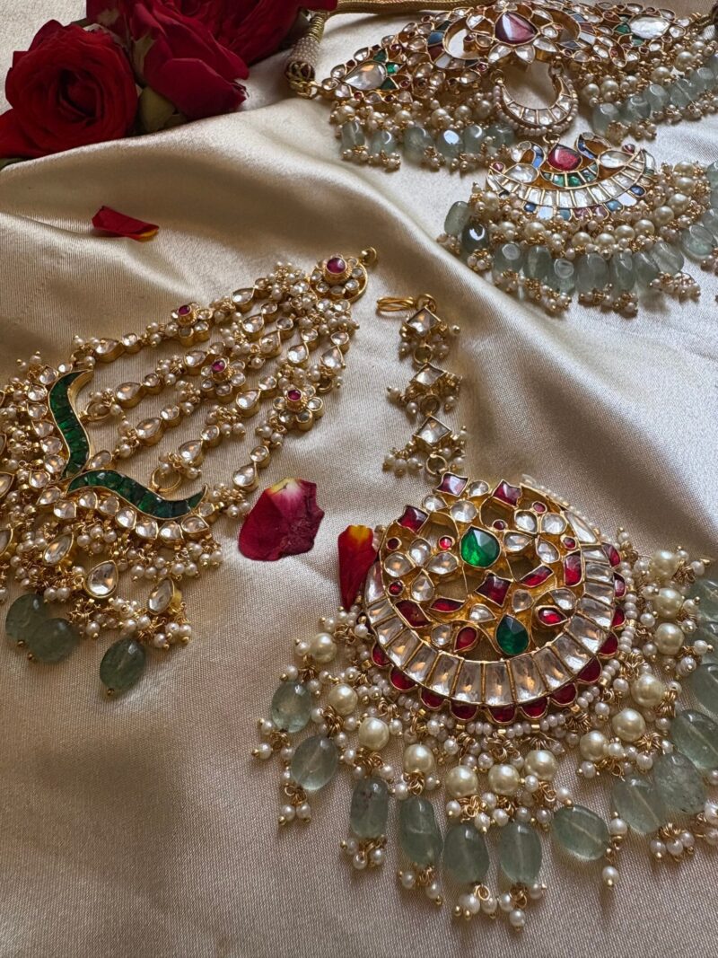 Aathmika Kundan Navratan Minimal Bridal Set - Image 2