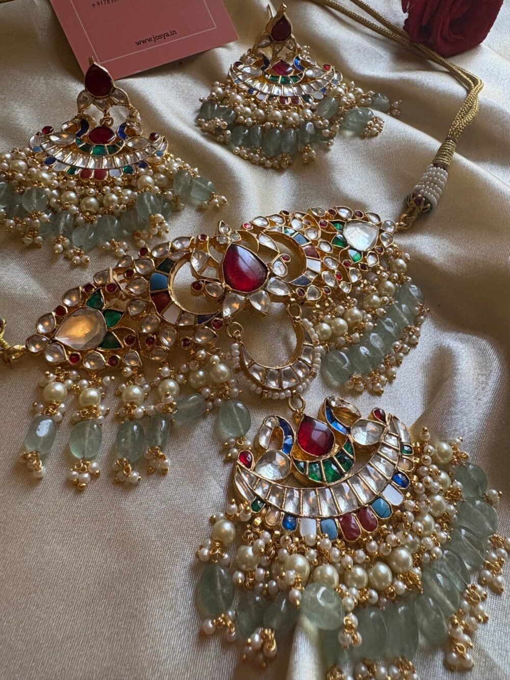 Aathmika Kundan Navratan Minimal Bridal Set - Image 3