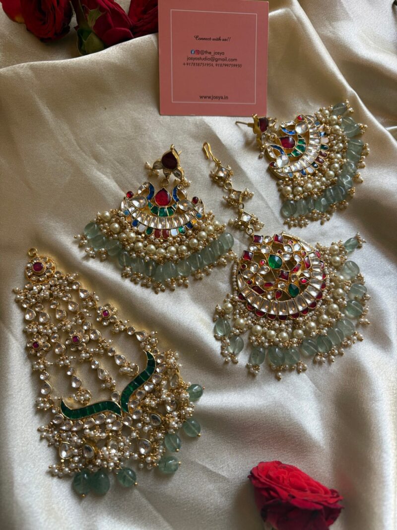 Aathmika Kundan Navratan Minimal Bridal Set - Image 8