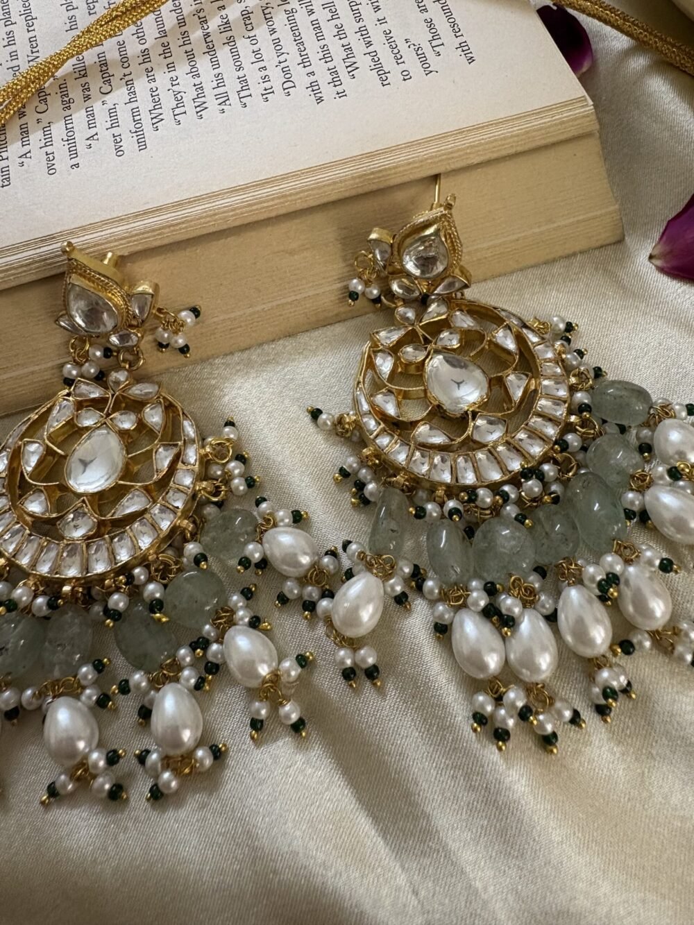 Garima Kundan Necklace set (Mint Green) - Image 7