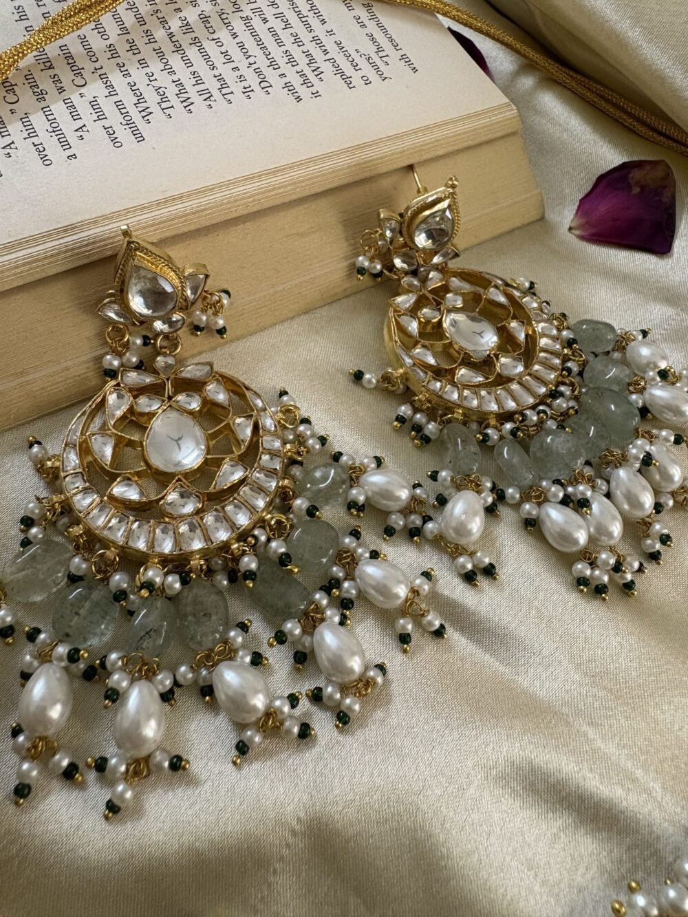 Garima Kundan Necklace set (Mint Green) - Image 8