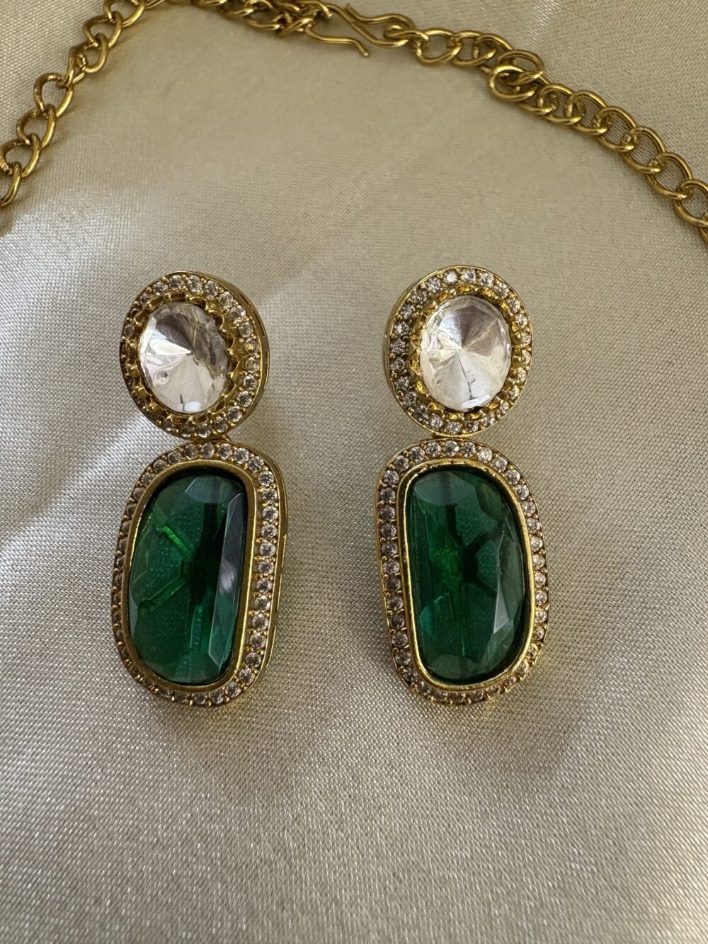 Amara Polki Necklace set (Emerald) - Image 2