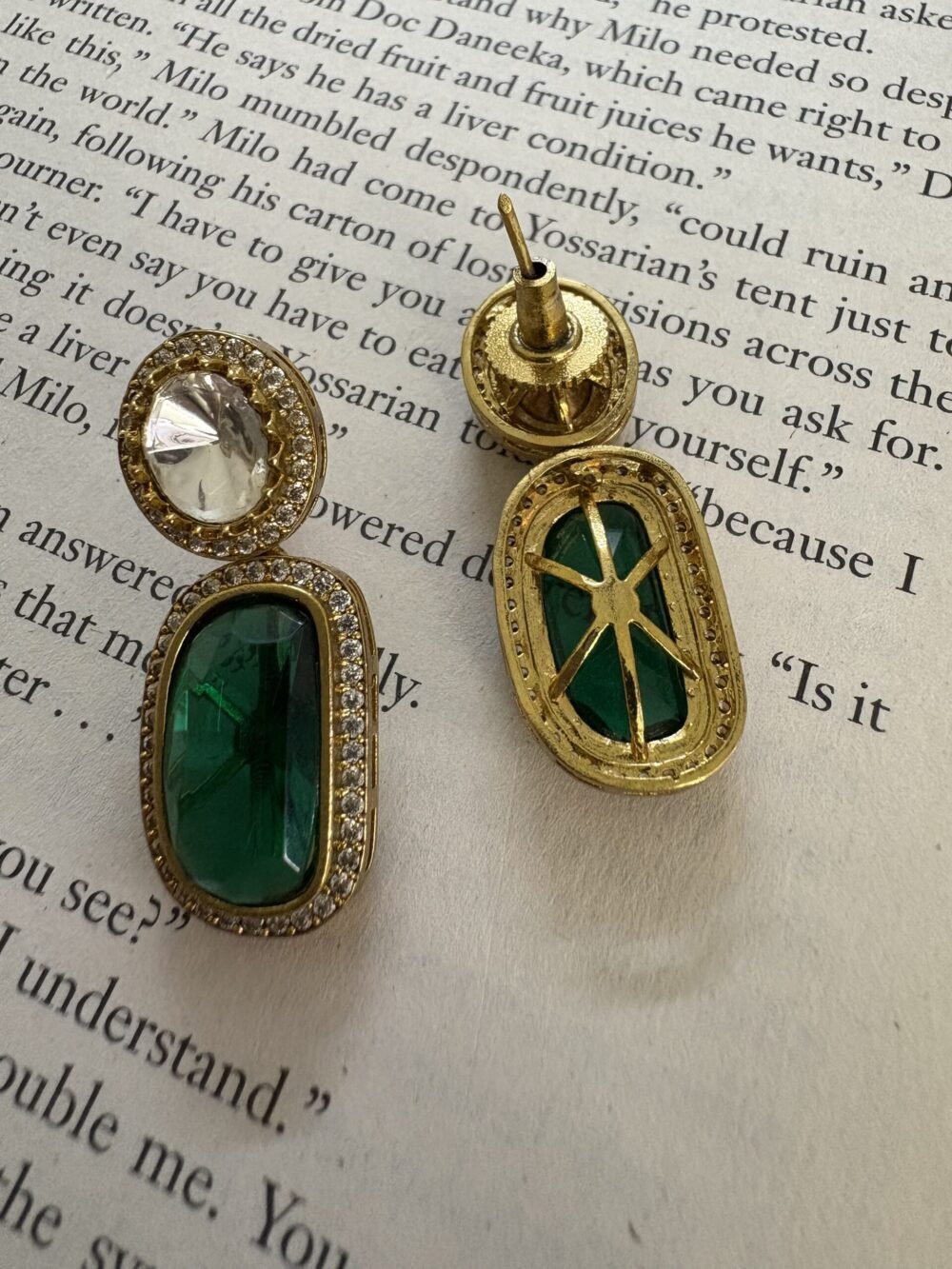 Amara Polki Necklace set (Emerald) - Image 6