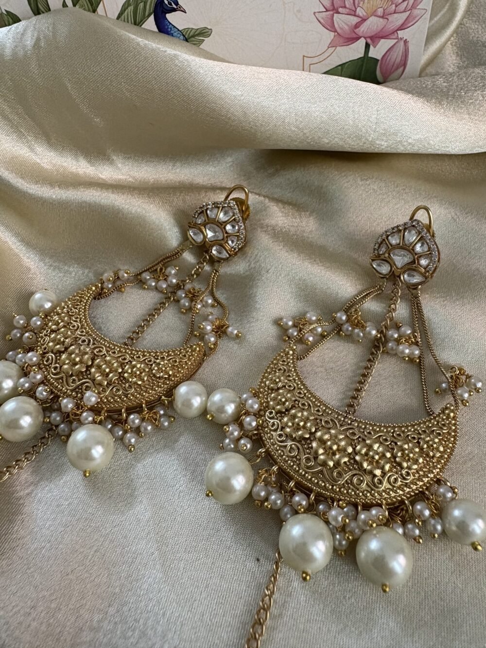 Ishqiya Chandbali Earrings (Pearls) - Image 2