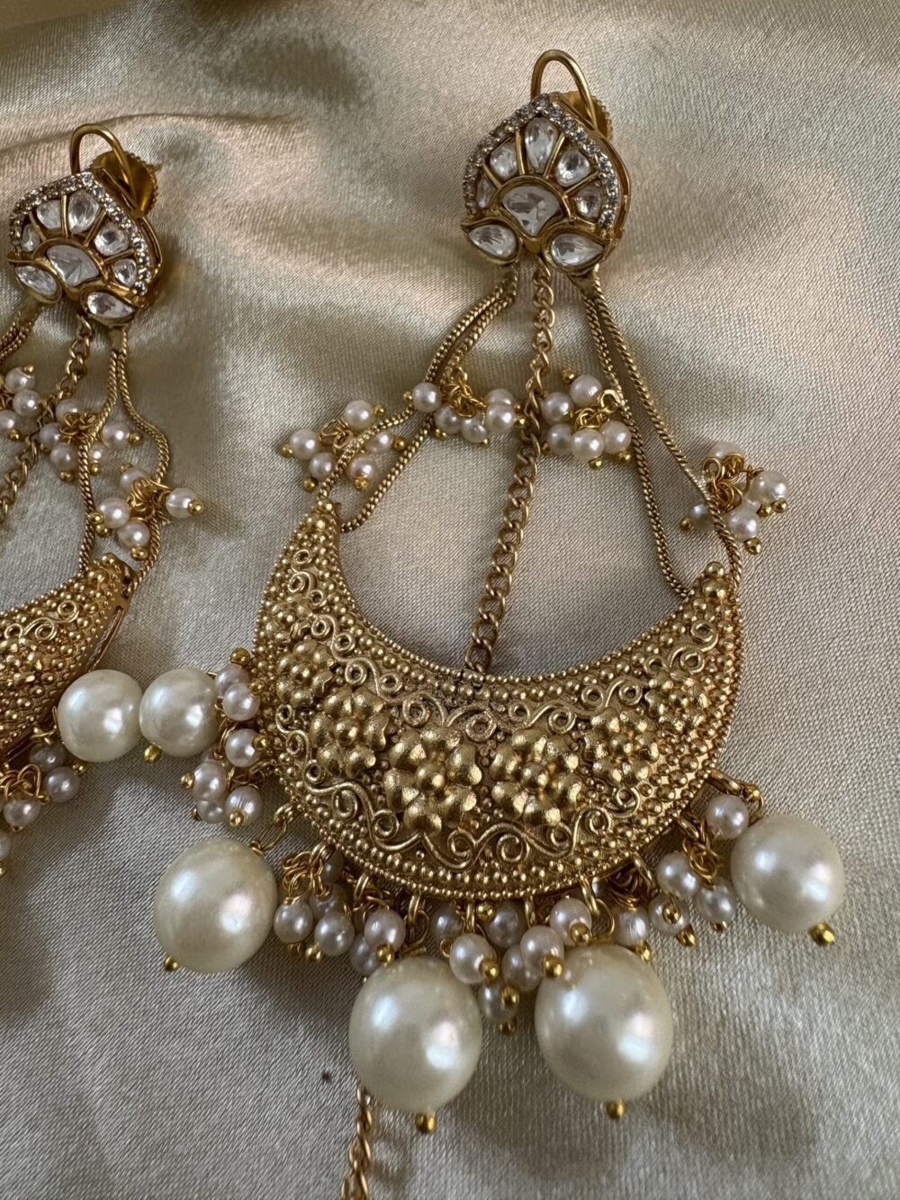 Ishqiya Chandbali Earrings (Pearls) - Image 3