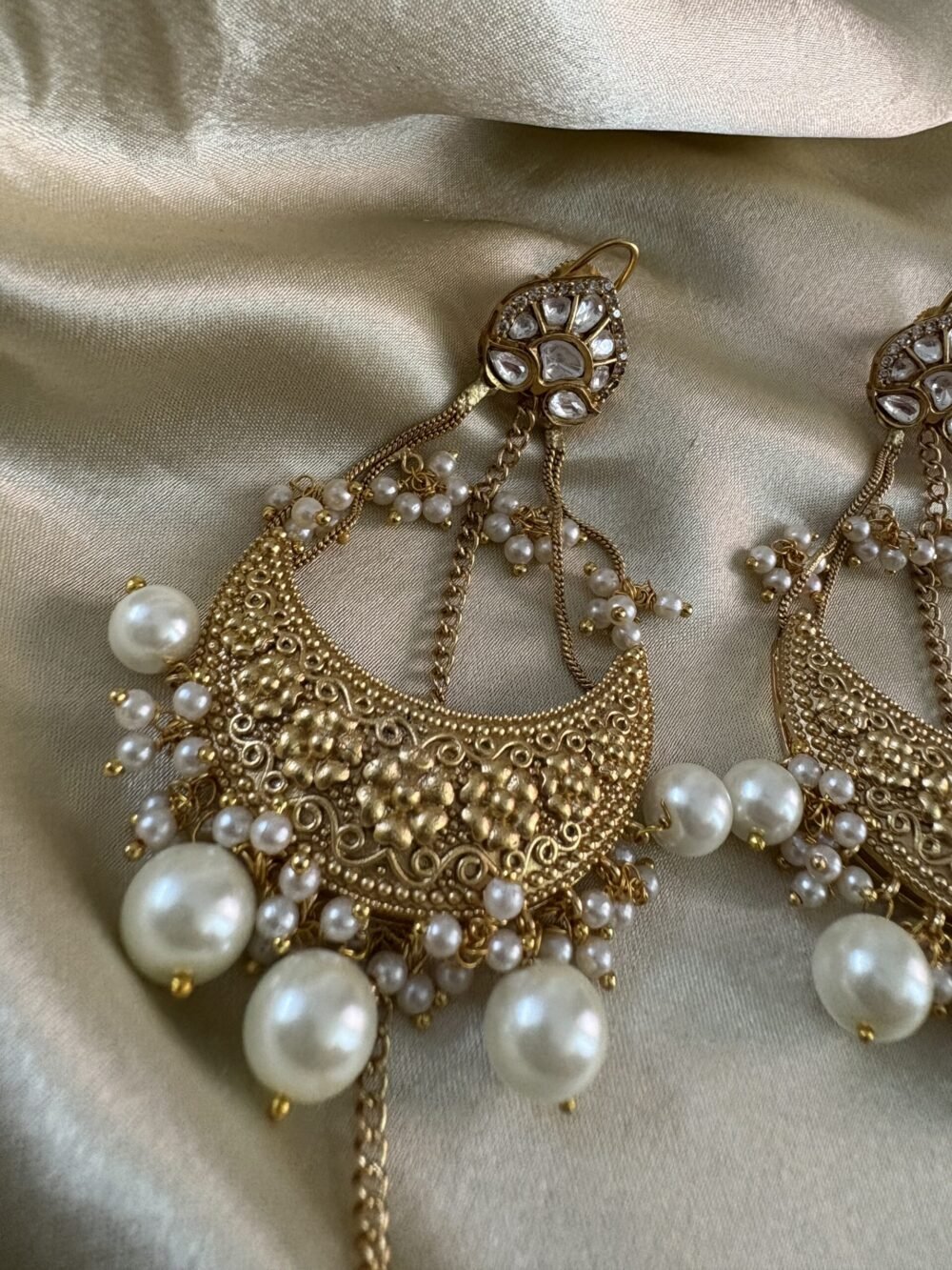 Ishqiya Chandbali Earrings (Pearls) - Image 4