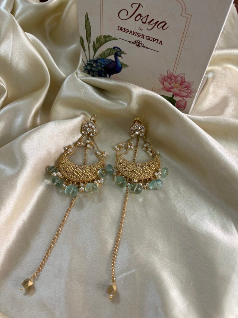 Ishqiya Chandbali Earrings (Mint Green)